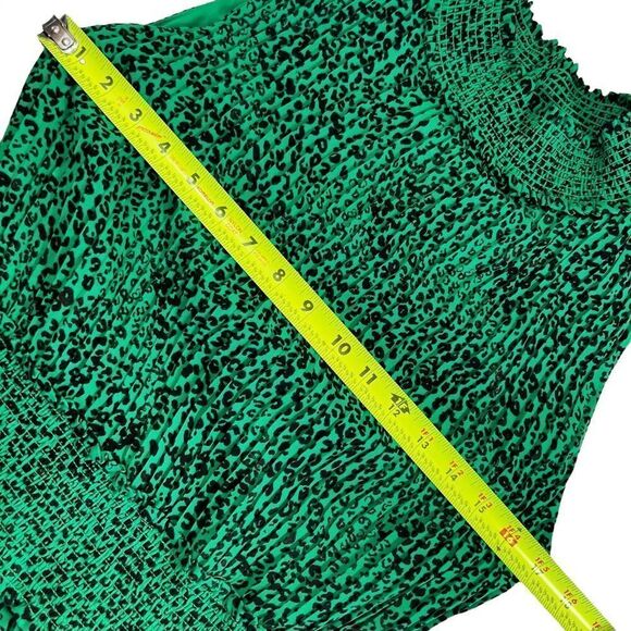 Nanette Lepore Shamrock Green Animal Print Pleated Sleeveless A Line Dress - Picture 10 of 16